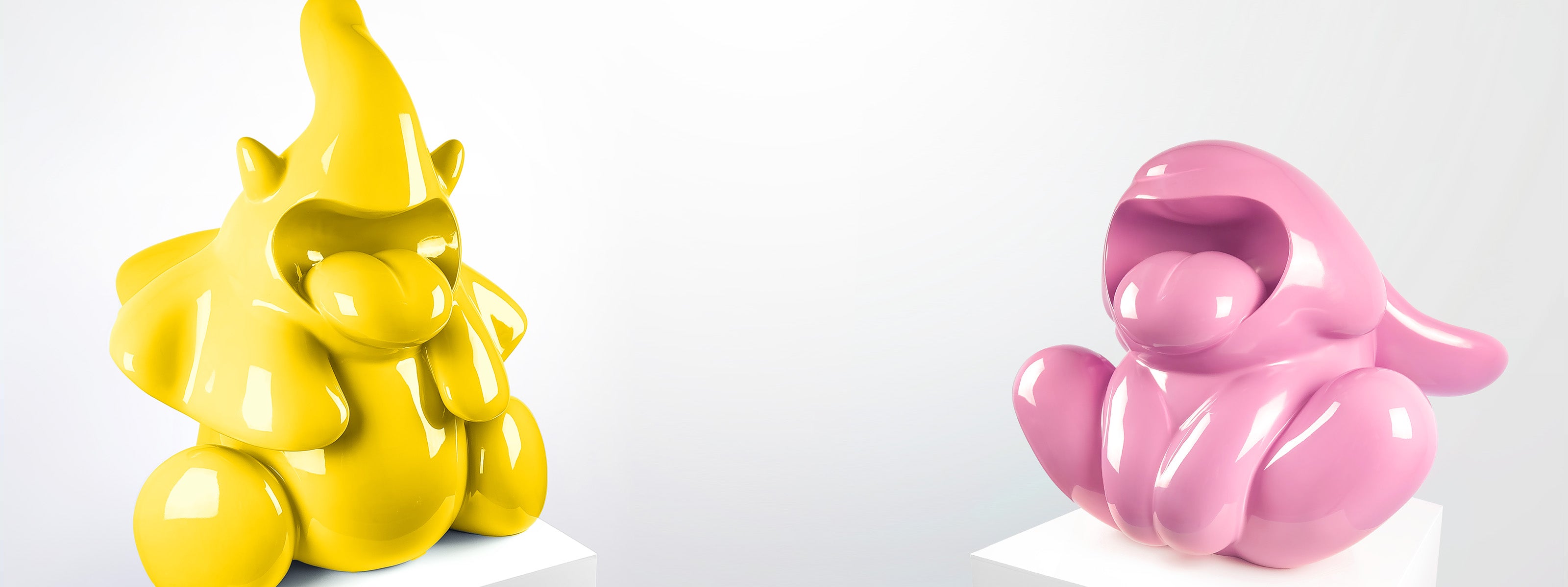 Bunnie and Ellie Roar Stainless Steel, a bunny colour pink and elaphant in blue, Limited edition, designed by Ferdi B Dick