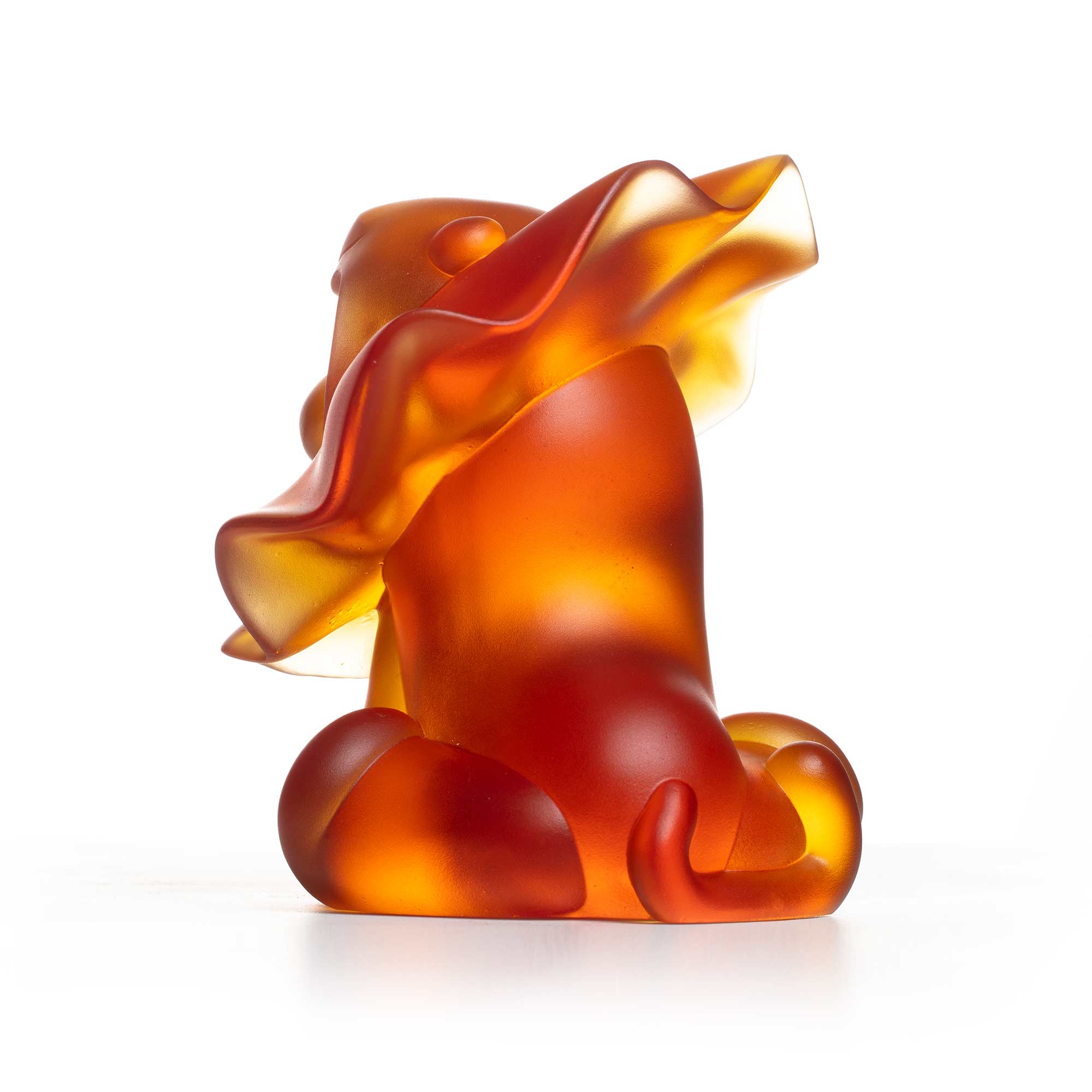 Lion roar, amber crystal sculpture,  15 cm height, by artist Ferdi B Dick, back view 2