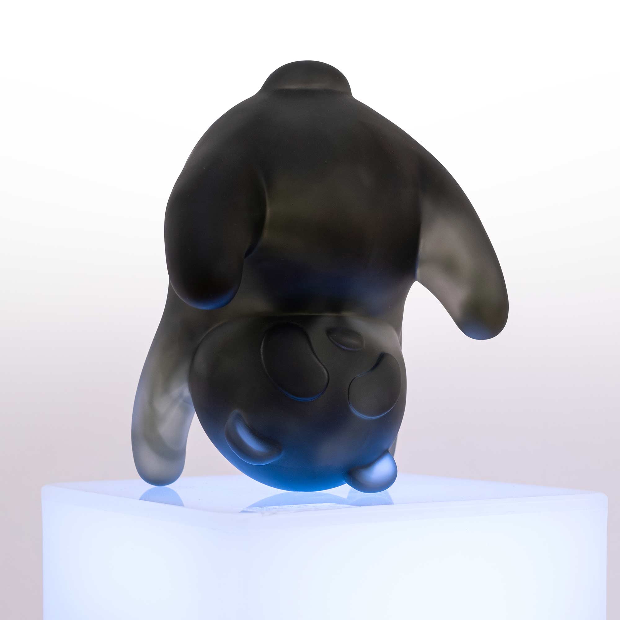 Panda-monium, dark grey crystal Sculpture, by artist Ferdi B Dick, hero view