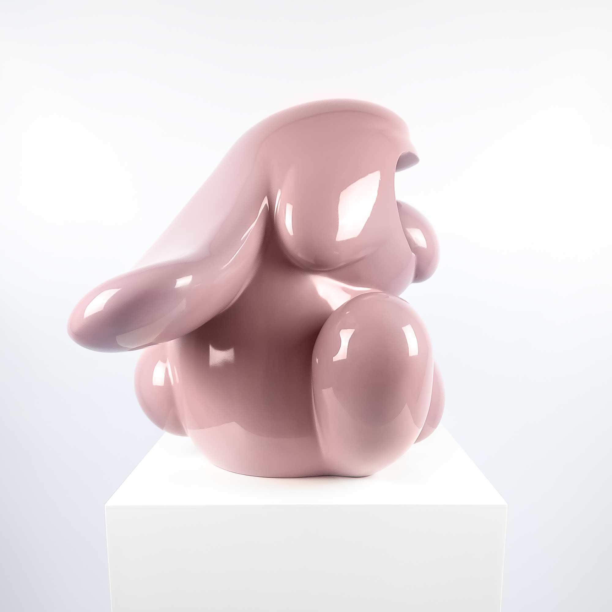 Bunnie Roar Stainless Steel, a bunny colour pink, Limited edition, designed by Ferdi B Dick, side view 2