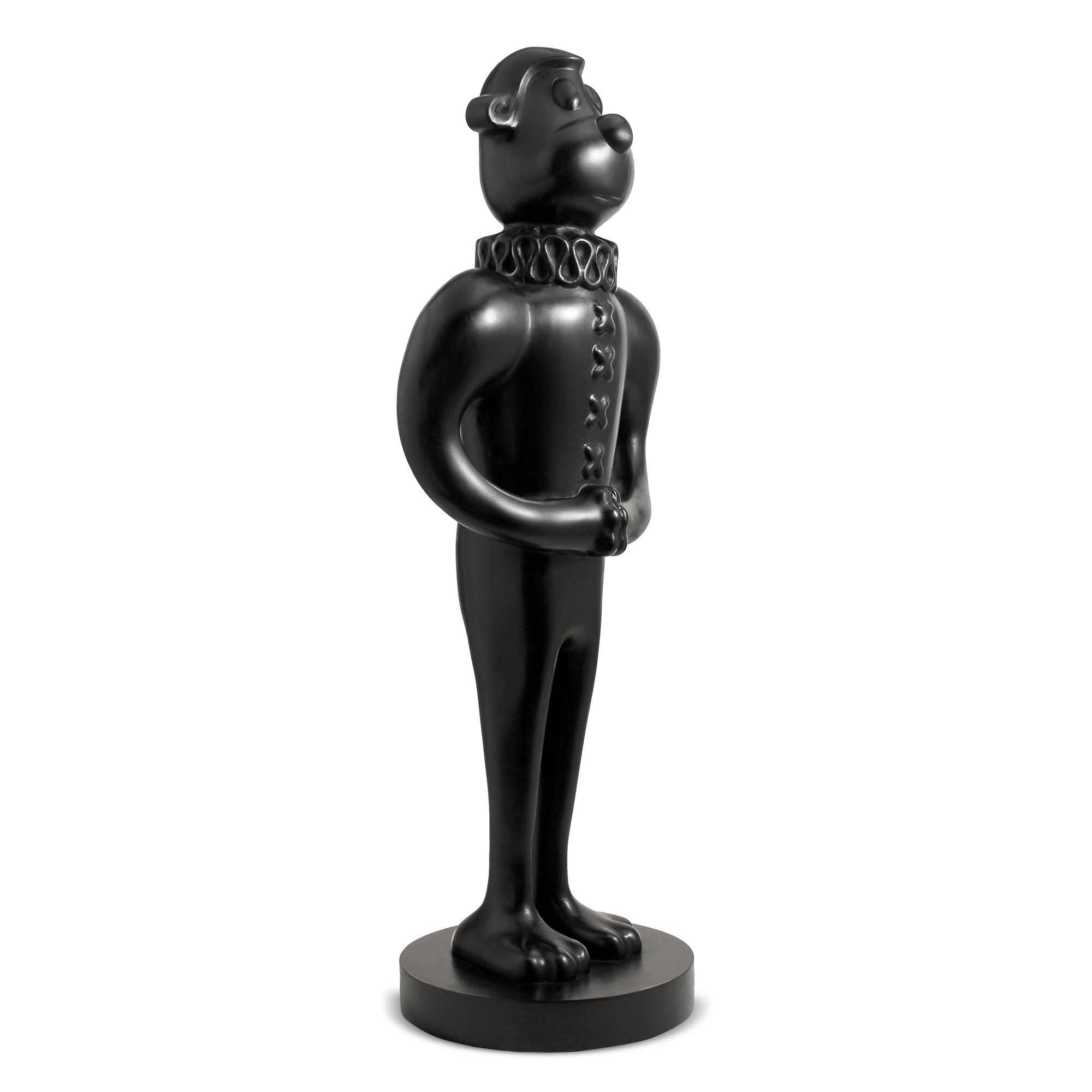 William, dog wood sculpture with black polished, by artist Ferdi B Dick, side view 2