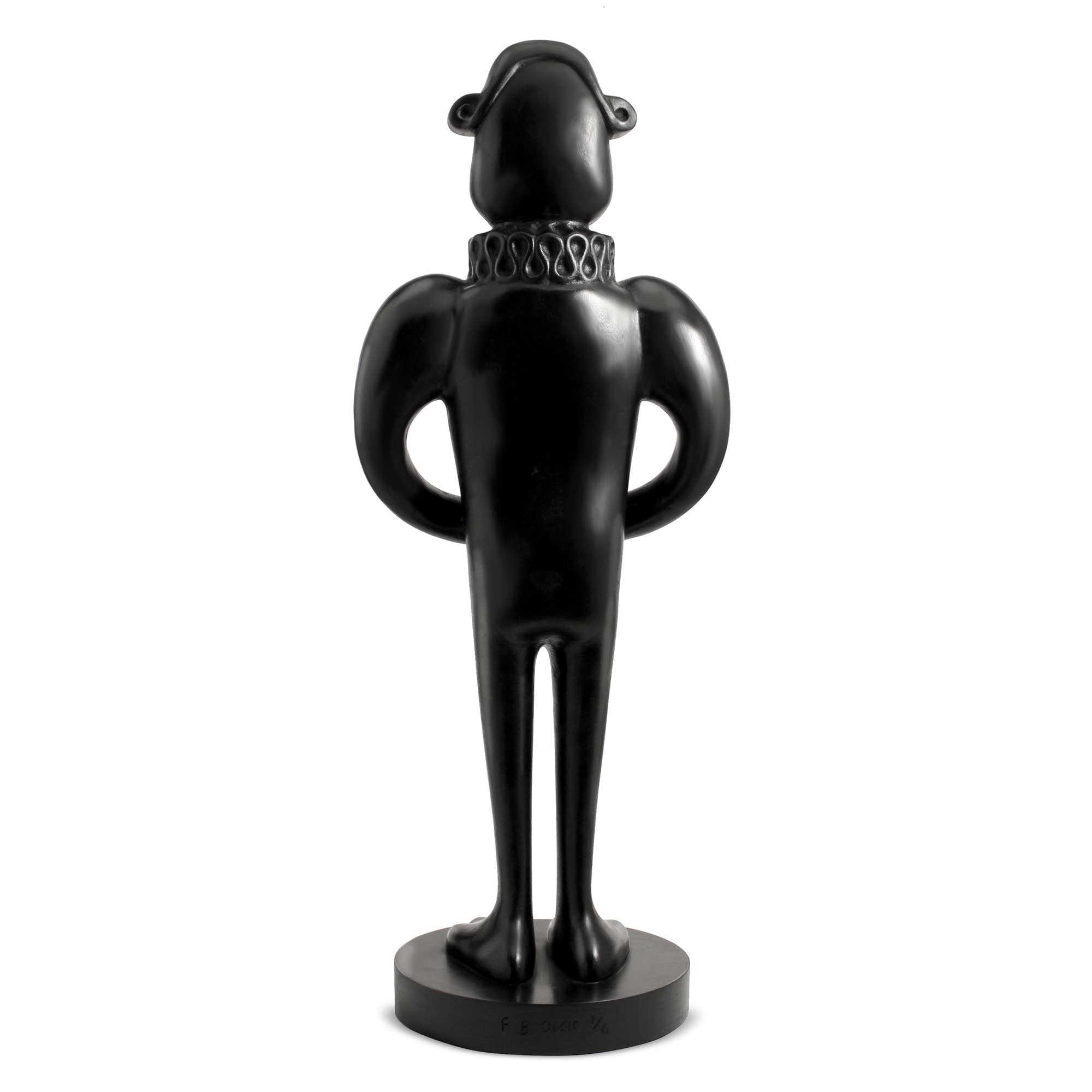 William, dog wood sculpture with black polished, by artist Ferdi B Dick, back view